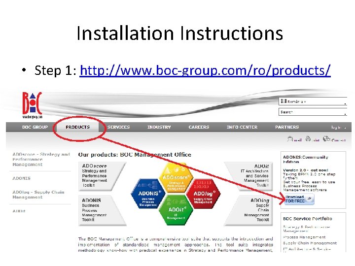 Installation Instructions • Step 1: http: //www. boc-group. com/ro/products/ 