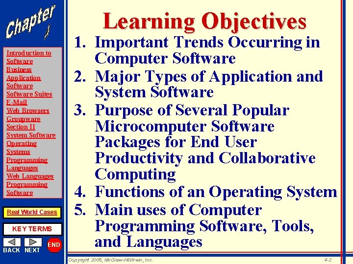 Learning Objectives Introduction to Software Business Application Software Suites E-Mail Web Browsers Groupware Section