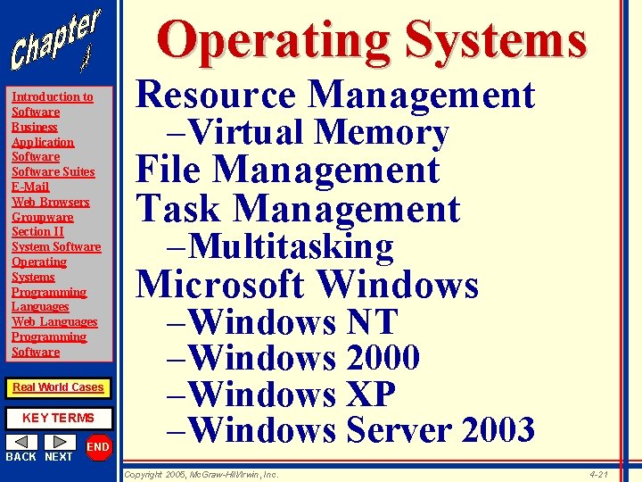 Operating Systems Introduction to Software Business Application Software Suites E-Mail Web Browsers Groupware Section