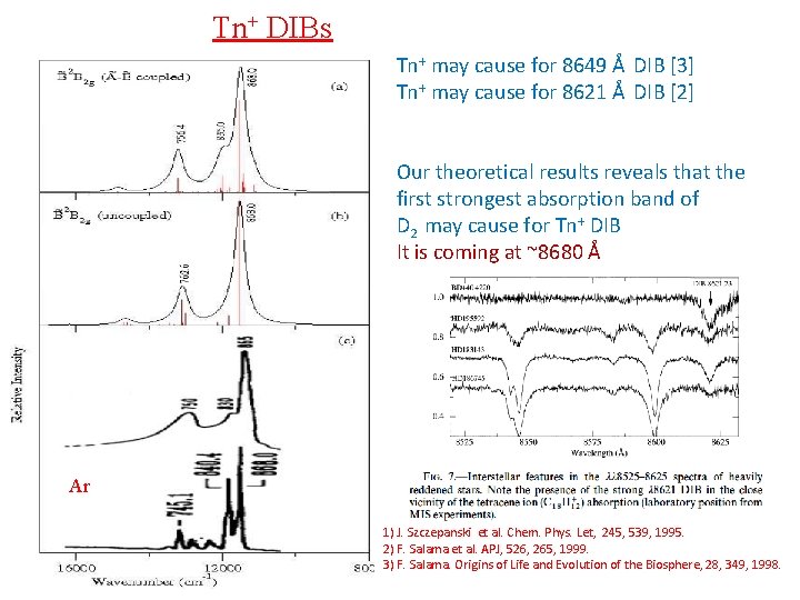 Tn+ DIBs Tn+ may cause for 8649 Å DIB [3] Tn+ may cause for