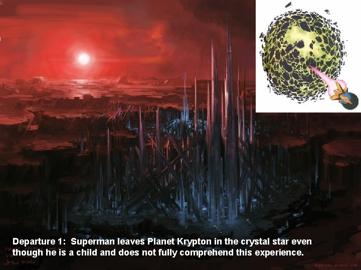 Departure 1: Superman leaves Planet Krypton in the crystal star even though he is