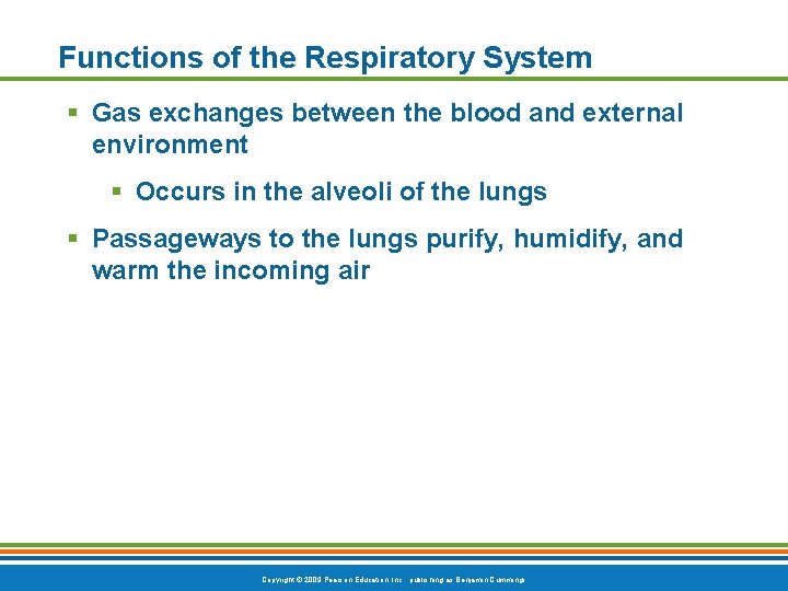Functions of the Respiratory System § Gas exchanges between the blood and external environment