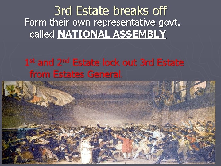 3 rd Estate breaks off Form their own representative govt. called NATIONAL ASSEMBLY 1