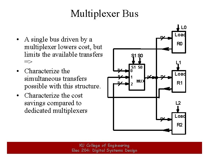 Multiplexer Bus L 0 • A single bus driven by a multiplexer lowers cost,