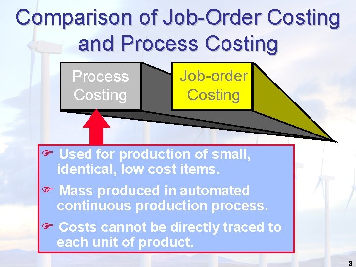 Comparison of Job-Order Costing and Process Costing Job-order Costing F Used for production of