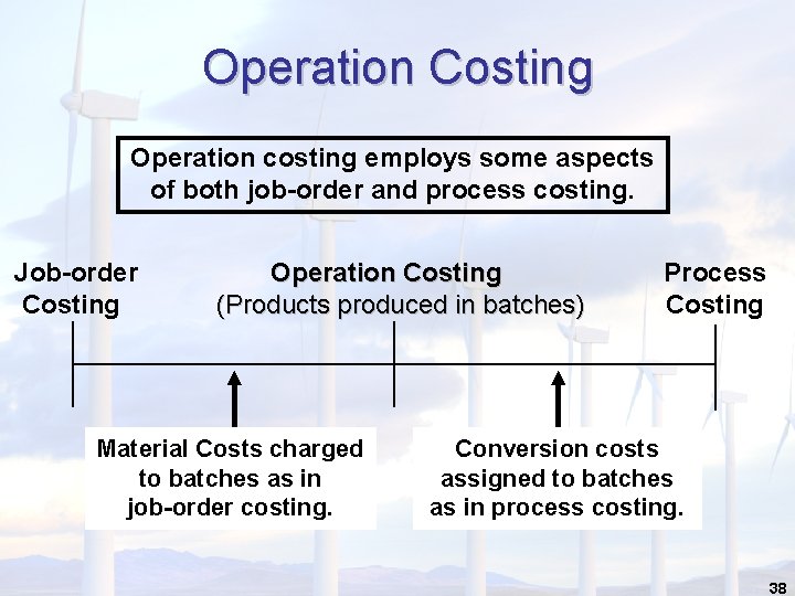 Operation Costing Operation costing employs some aspects of both job-order and process costing. Job-order