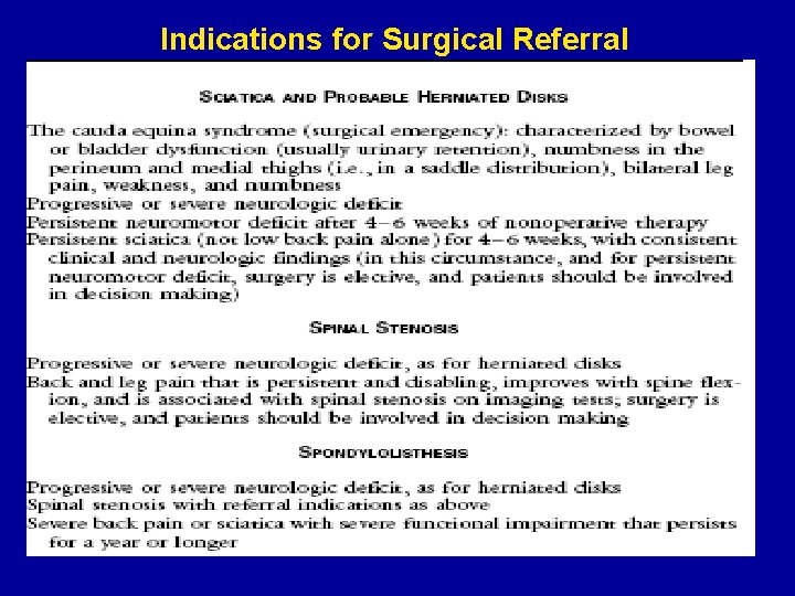 Indications for Surgical Referral 