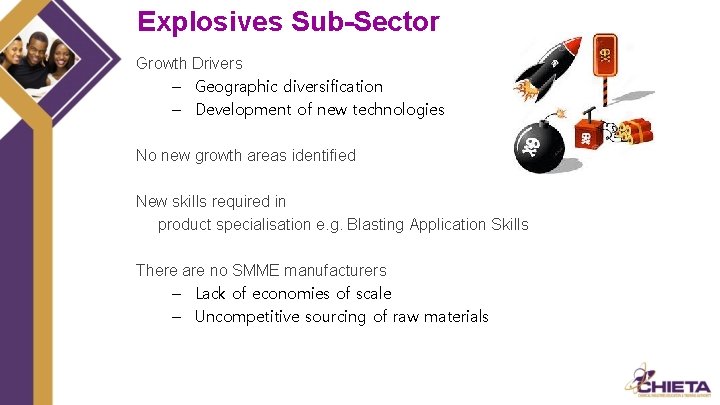 Explosives Sub-Sector Growth Drivers – Geographic diversification – Development of new technologies No new