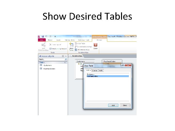 Show Desired Tables 