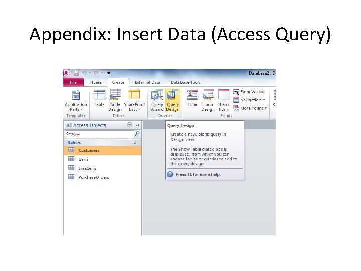 Appendix: Insert Data (Access Query) 