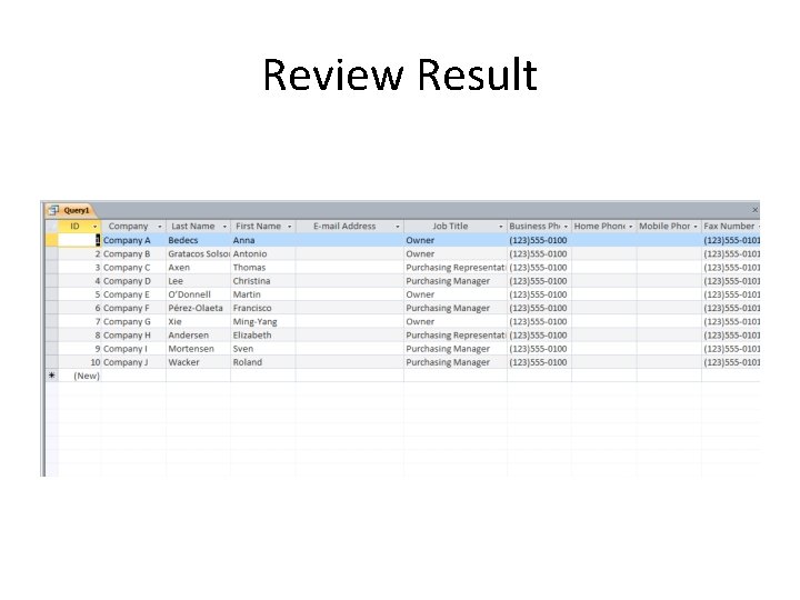 Review Result Review Result