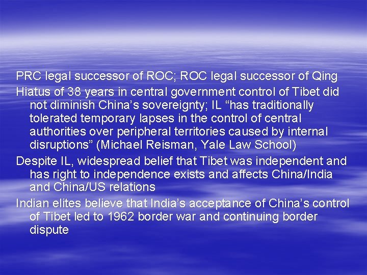 PRC legal successor of ROC; ROC legal successor of Qing Hiatus of 38 years