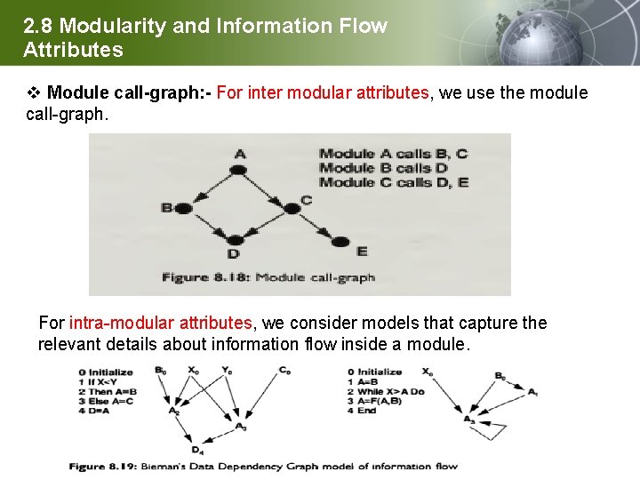 2. 8 Modularity and Information Flow Attributes v Module call-graph: - For inter modular