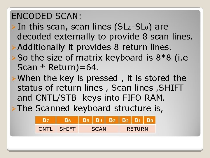 ENCODED SCAN: Ø In this scan, scan lines (SL 2 -SL 0) are decoded