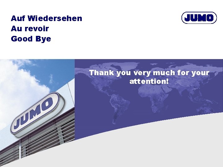 Auf Wiedersehen Au revoir Good Bye Thank you very much for your attention! 