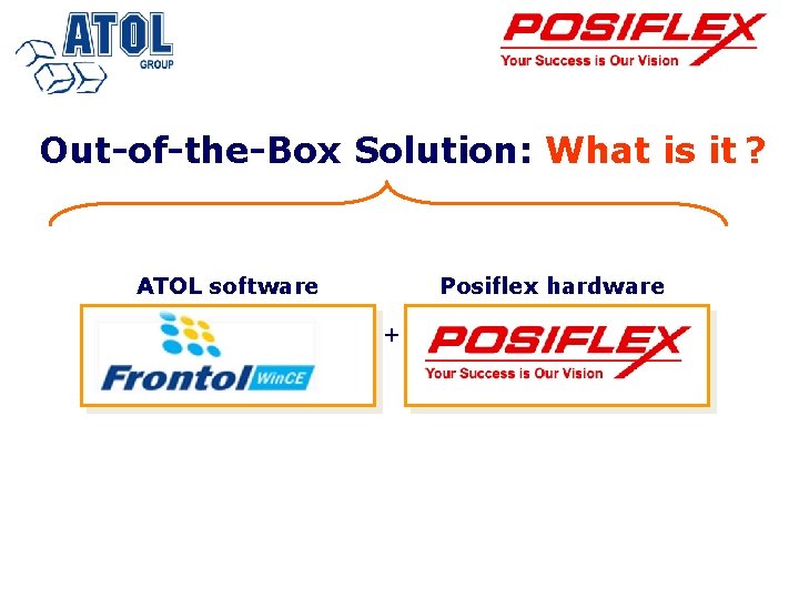 Out-of-the-Box Solution: What is it ? ATOL software Posiflex hardware + 