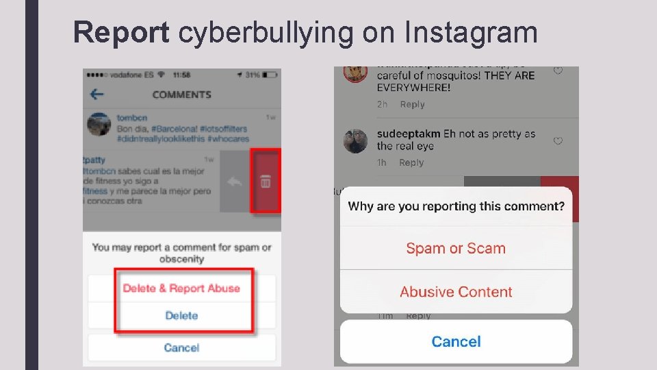 Report cyberbullying on Instagram 