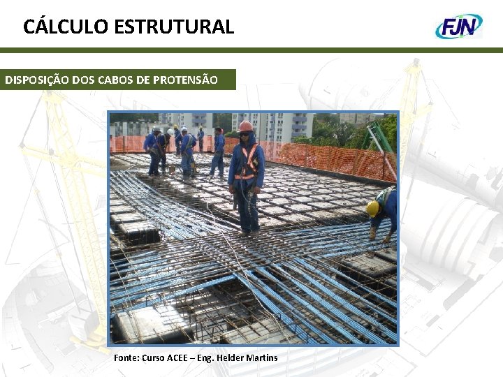 CÁLCULO ESTRUTURAL DISPOSIÇÃO DOS CABOS DE PROTENSÃO Fonte: Curso ACEE – Eng. Helder Martins