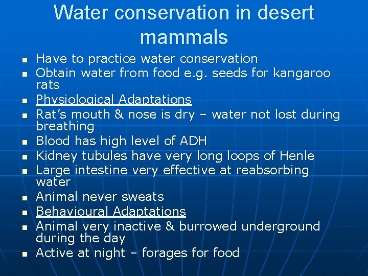 Maintaining Water Balance Animals Chapter 22 Adaptation Water