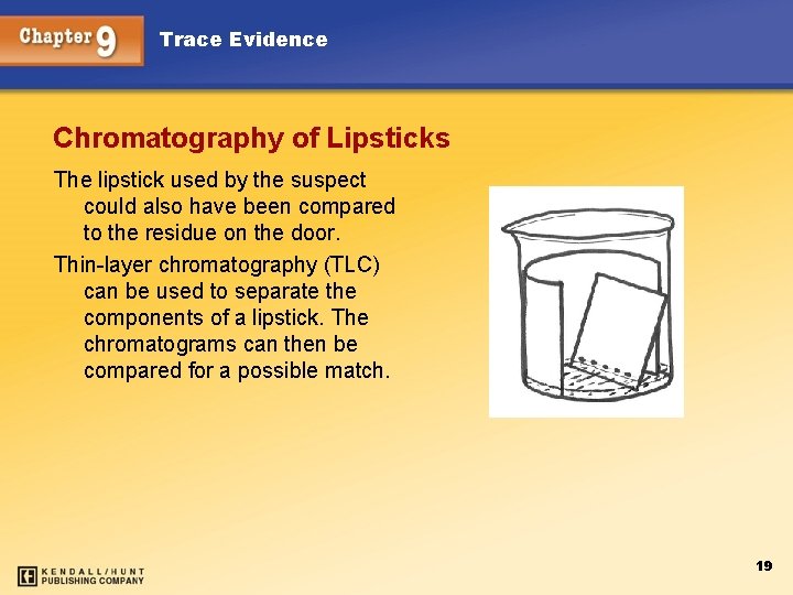 Trace Evidence Chromatography of Lipsticks The lipstick used by the suspect could also have