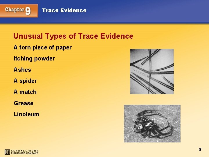 Trace Evidence Unusual Types of Trace Evidence A torn piece of paper Itching powder