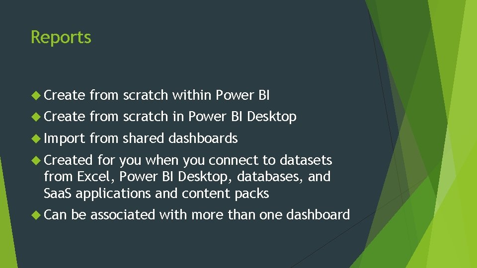Reports Create from scratch within Power BI Create from scratch in Power BI Desktop