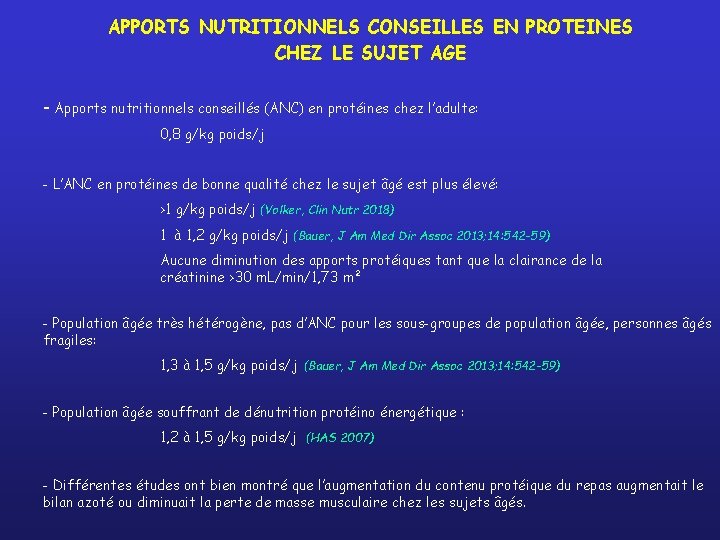 APPORTS NUTRITIONNELS CONSEILLES EN PROTEINES CHEZ LE SUJET AGE - Apports nutritionnels conseillés (ANC)