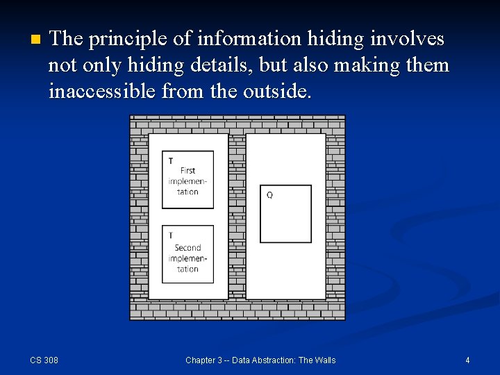 n The principle of information hiding involves not only hiding details, but also making