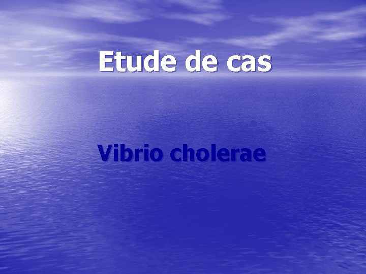 Etude de cas Vibrio cholerae 