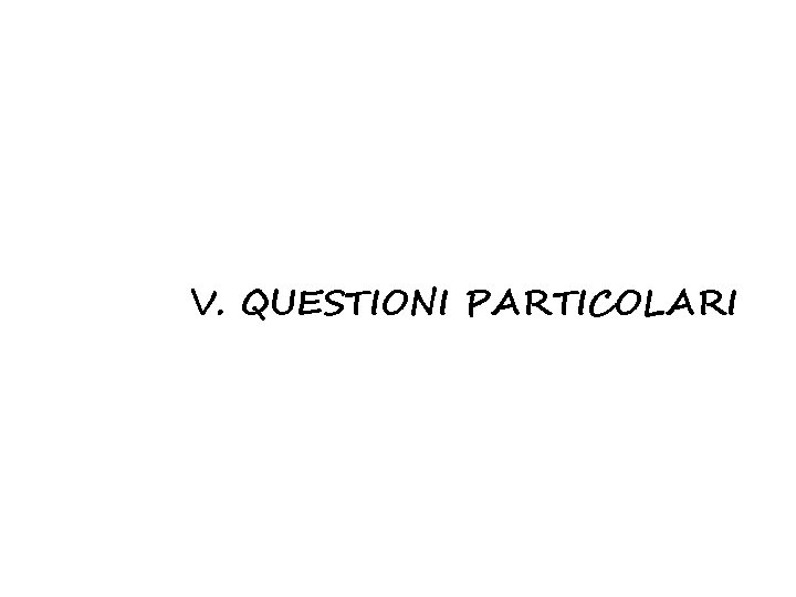 V. QUESTIONI PARTICOLARI 