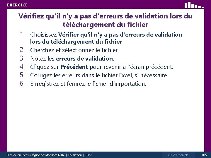 EXERCICE Vérifiez qu'il n'y a pas d'erreurs de validation lors du téléchargement du fichier