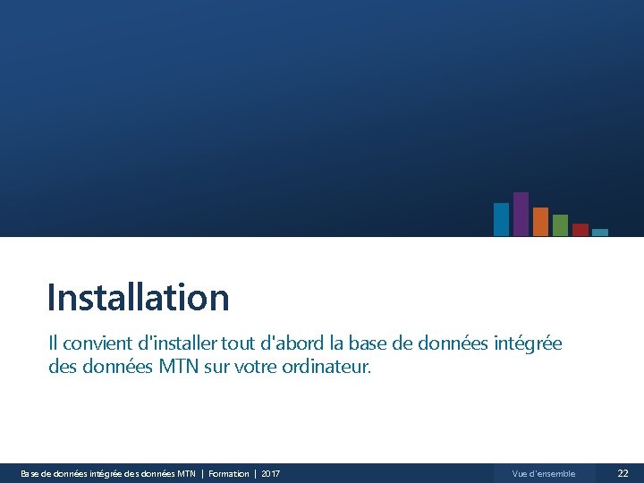 Installation Il convient d'installer tout d'abord la base de données intégrée des données MTN