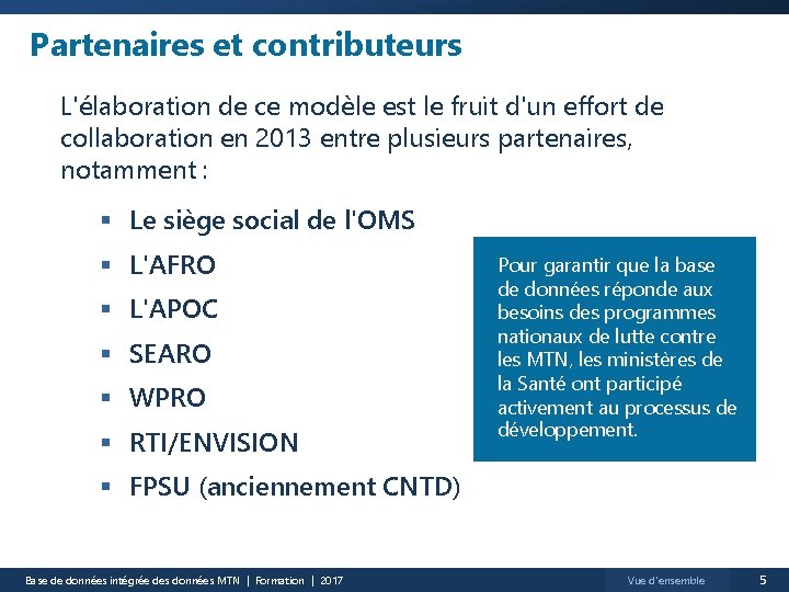 Partenaires et contributeurs L'élaboration de ce modèle est le fruit d'un effort de collaboration