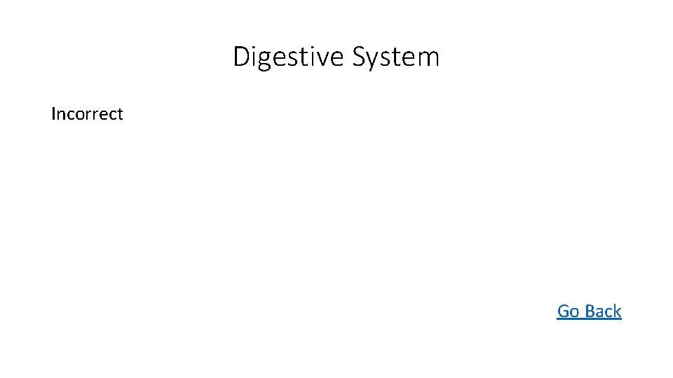 Digestive System Incorrect Go Back 