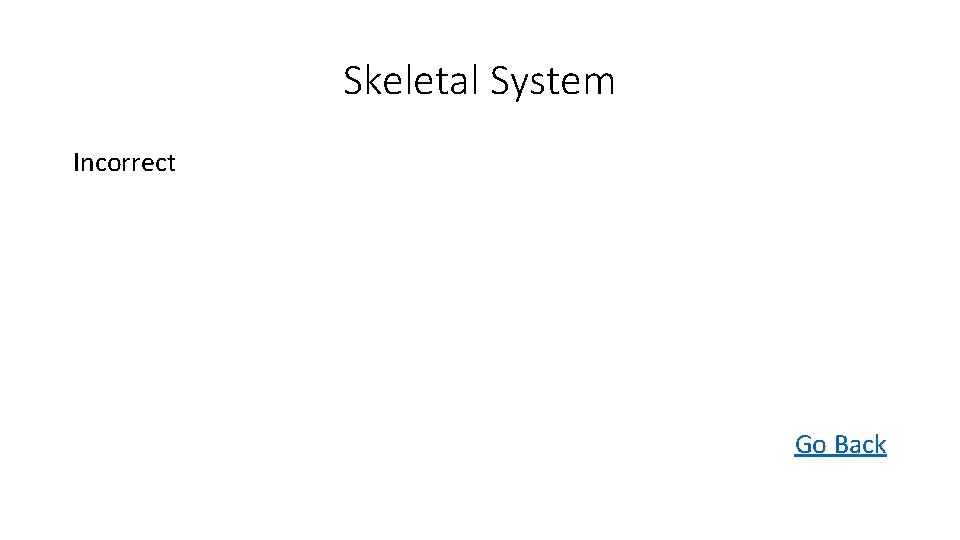 Skeletal System Incorrect Go Back 