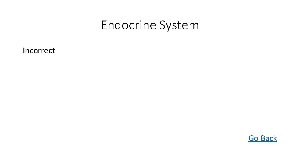 Endocrine System Incorrect Go Back 