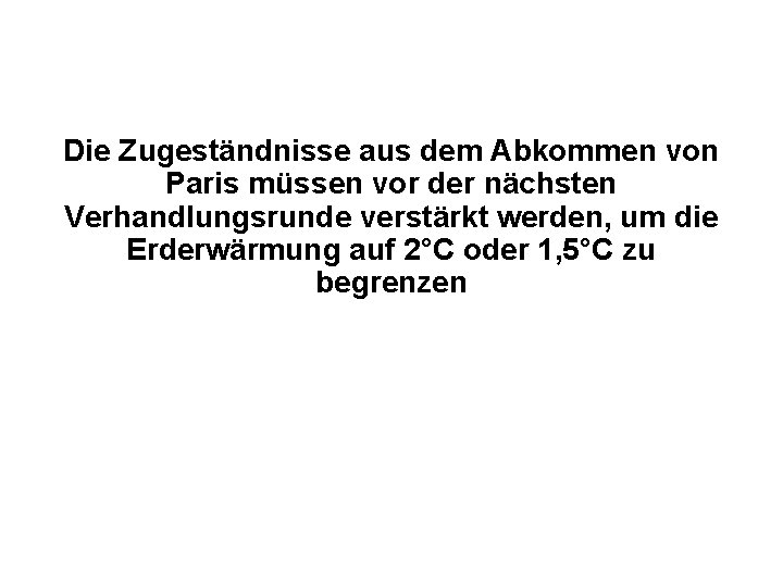 Die Zugeständnisse aus dem Abkommen von Paris müssen vor der nächsten Verhandlungsrunde verstärkt werden,