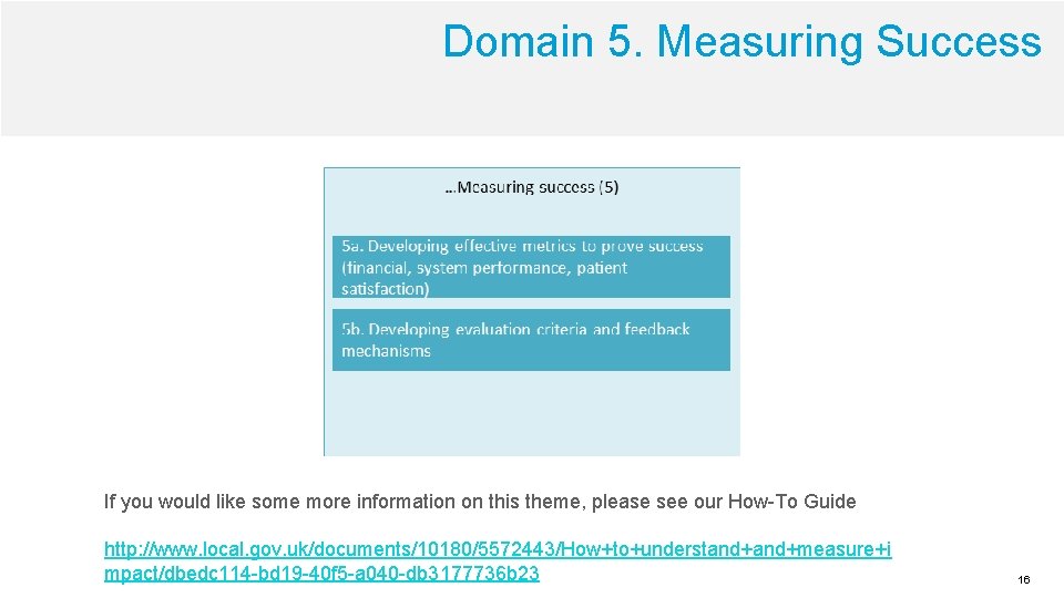 Domain 5. Measuring Success If you would like some more information on this theme,