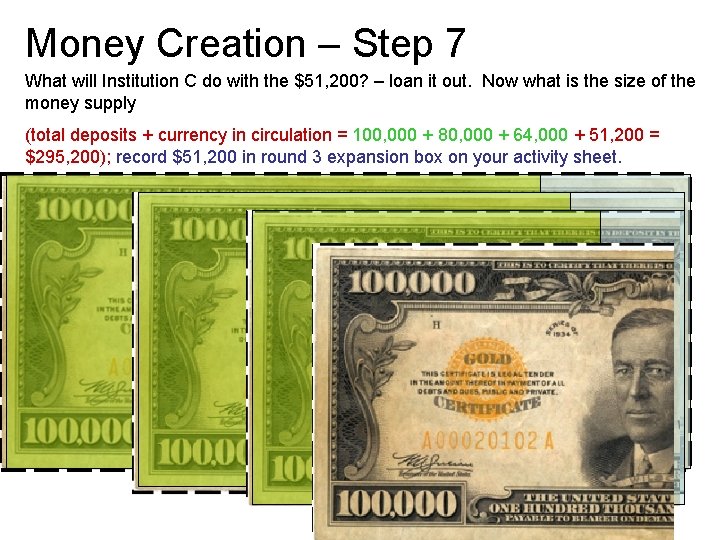 Money Creation – Step 7 What will Institution C do with the $51, 200?