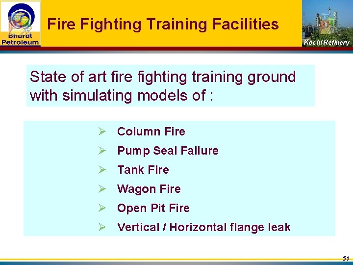 Fire Fighting Training Facilities Kochi Refinery State of art fire fighting training ground with