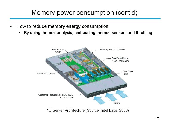 Memory power consumption (cont’d) • How to reduce memory energy consumption § By doing