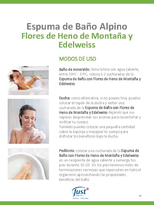 Espuma de Baño Alpino Flores de Heno de Montaña y Edelweiss MODOS DE USO