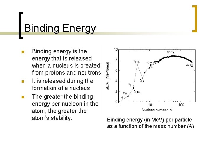 Binding Energy n n n Binding energy is the energy that is released when