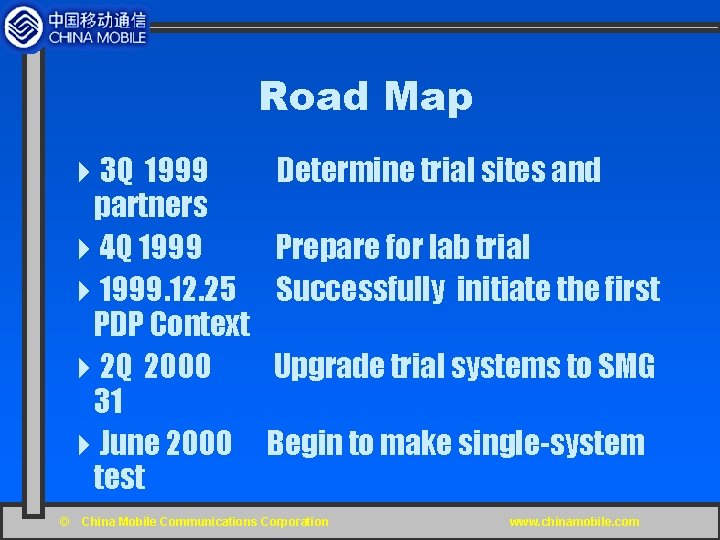 Road Map 43 Q 1999 partners 44 Q 1999 41999. 12. 25 PDP Context