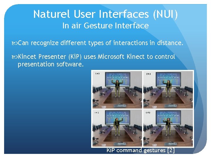 Naturel User Interfaces (NUI) In air Gesture Interface Can recognize different types of interactions