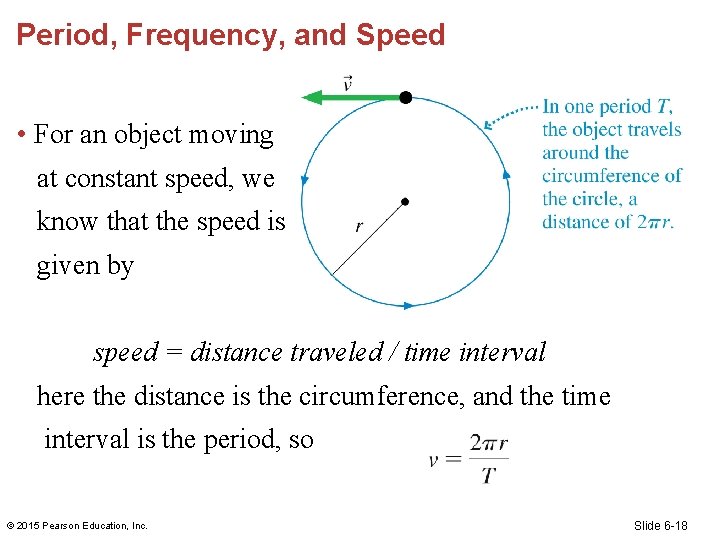 Period, Frequency, and Speed • For an object moving at constant speed, we know