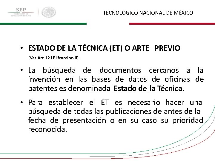 TECNOLÓGICO NACIONAL DE MÉXICO • ESTADO DE LA TÉCNICA (ET) O ARTE PREVIO (Ver