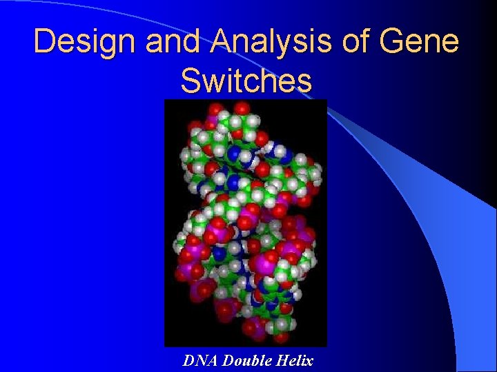 Design and Analysis of Gene Switches DNA Double Helix 