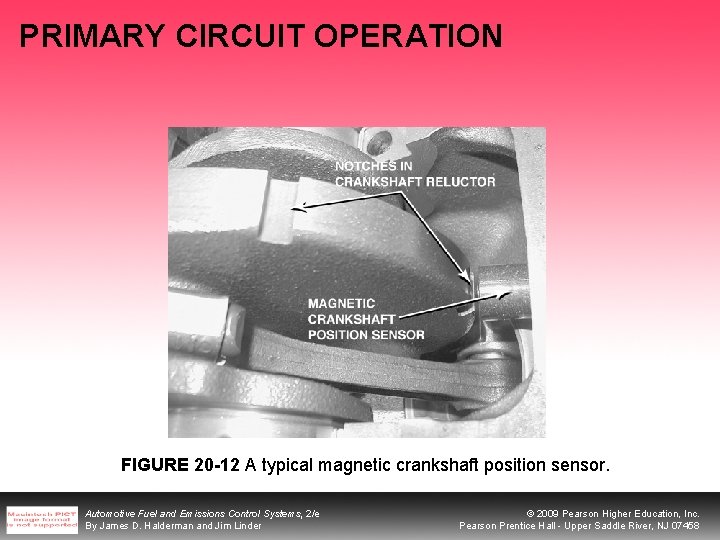 PRIMARY CIRCUIT OPERATION FIGURE 20 -12 A typical magnetic crankshaft position sensor. Automotive Fuel