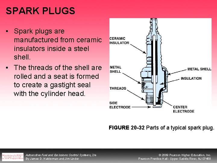 SPARK PLUGS • Spark plugs are manufactured from ceramic insulators inside a steel shell.